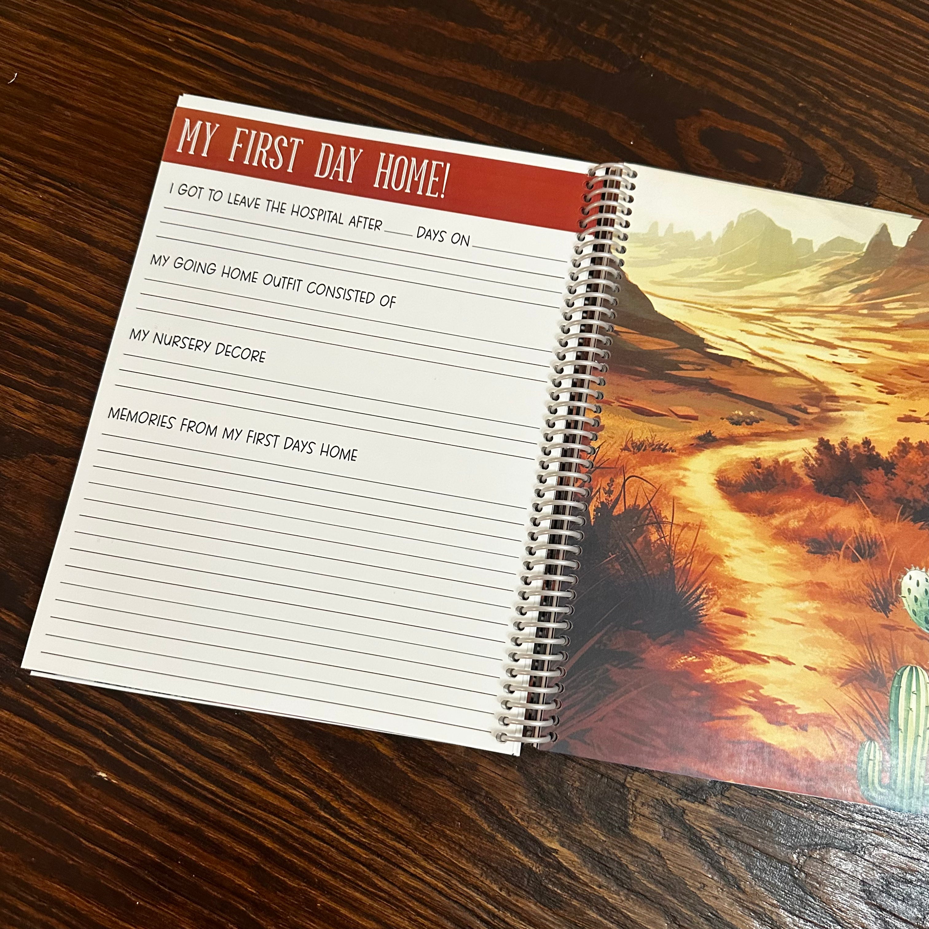 Personalized Baby Book - WESTERN SUNSET HIGHLAND COW