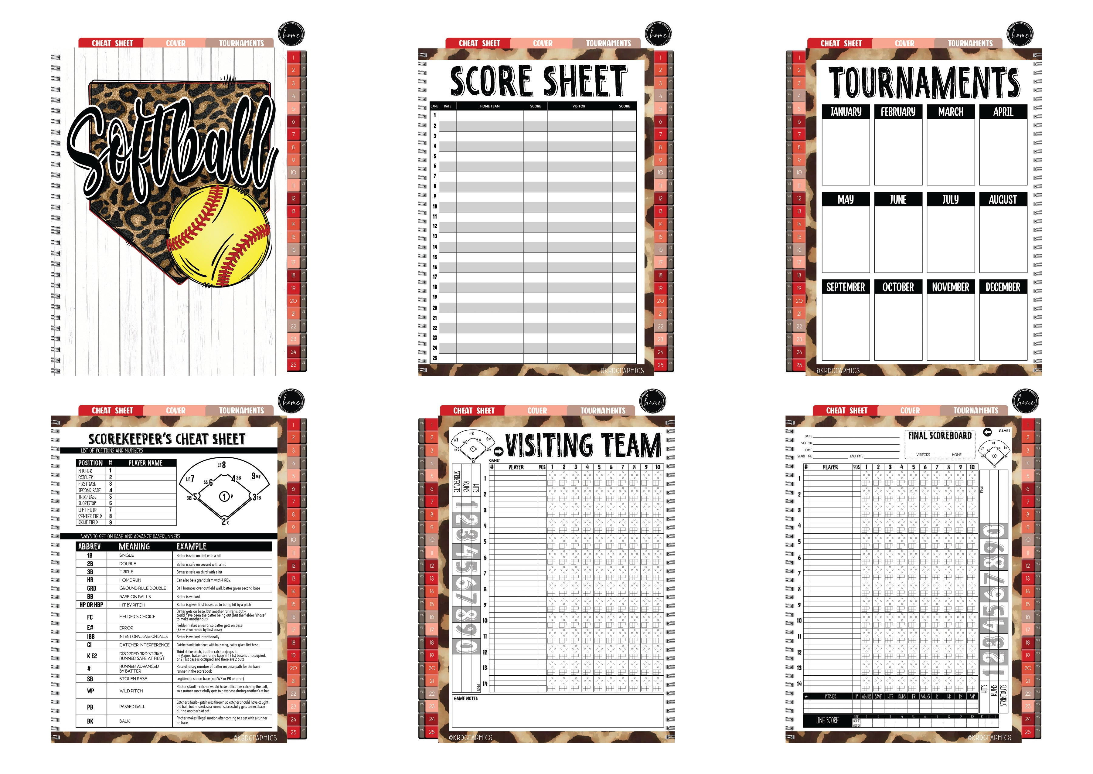Digital Softball Scorebook  - LEOPARD DIAMOND SOFTBALL