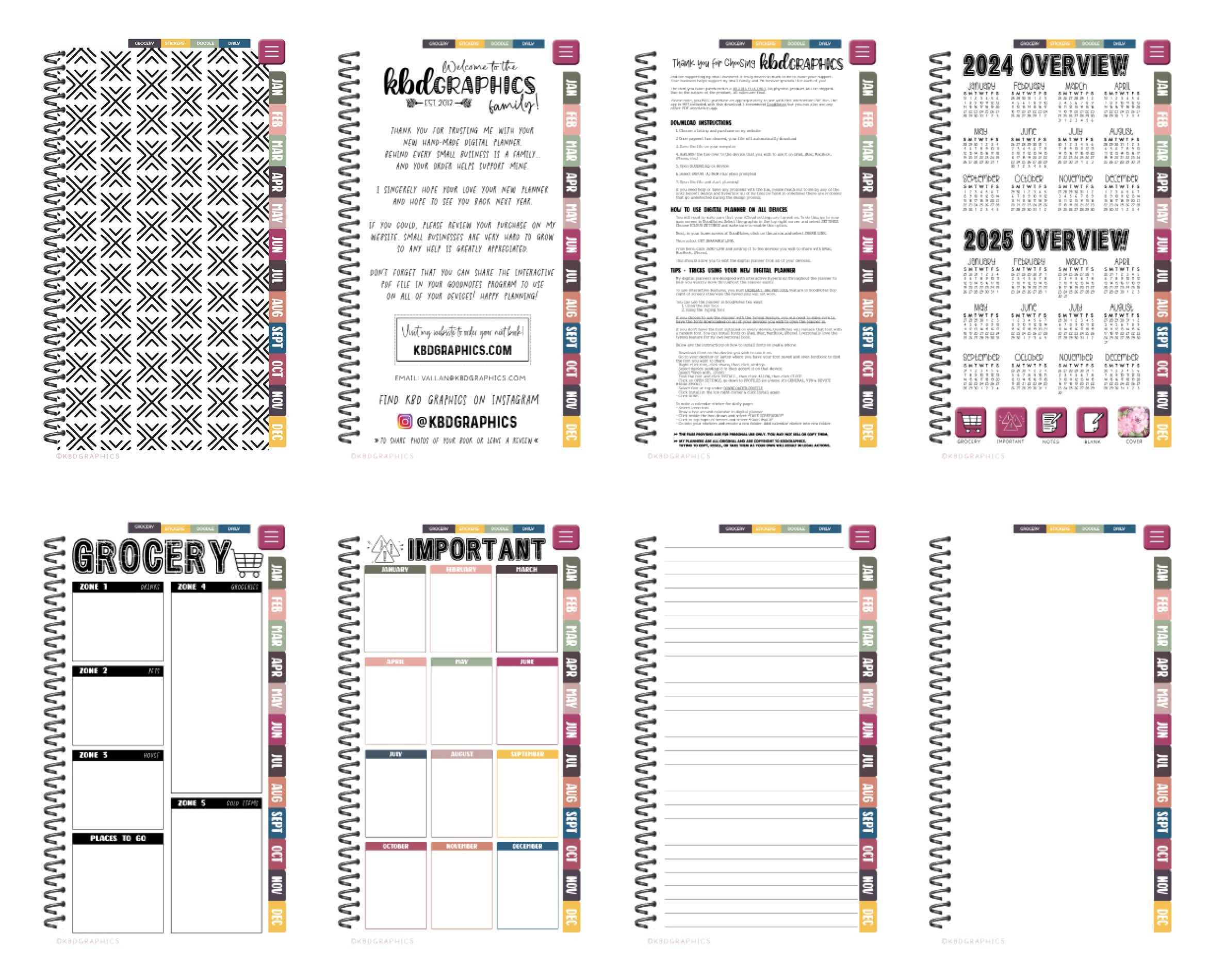 2024 PhoneLife Simple Calendar Digital Planner - MUDCLOTH 5