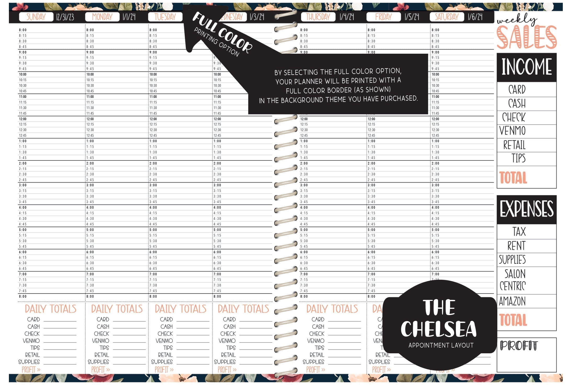 The Chelsea Appointment Book - BLACK COWHIDE TURQUOISE