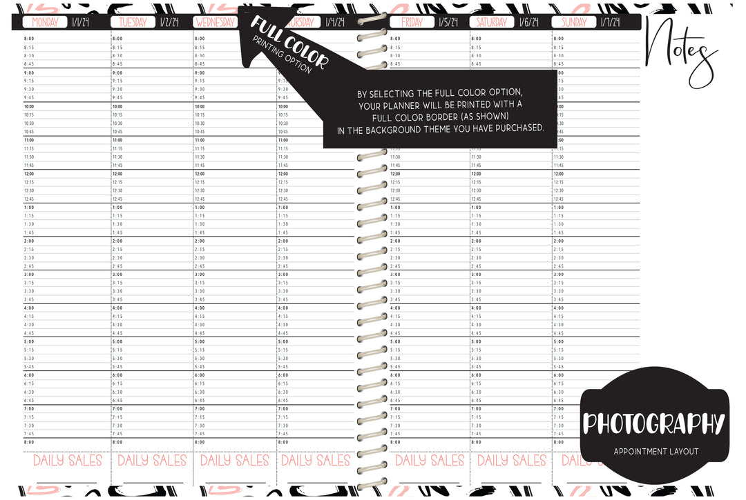Custom Photography Appointment Book - CHOOSE A KBD BACKGROUND