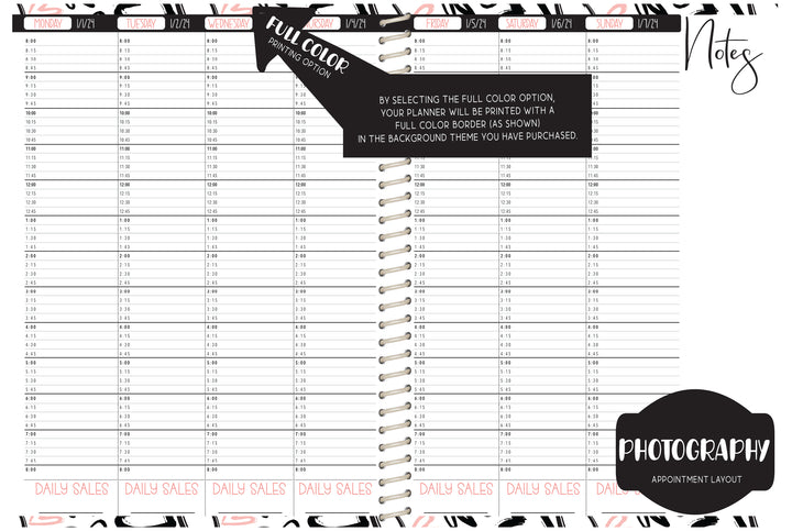Custom Photography Appointment Book - CHOOSE A KBD BACKGROUND