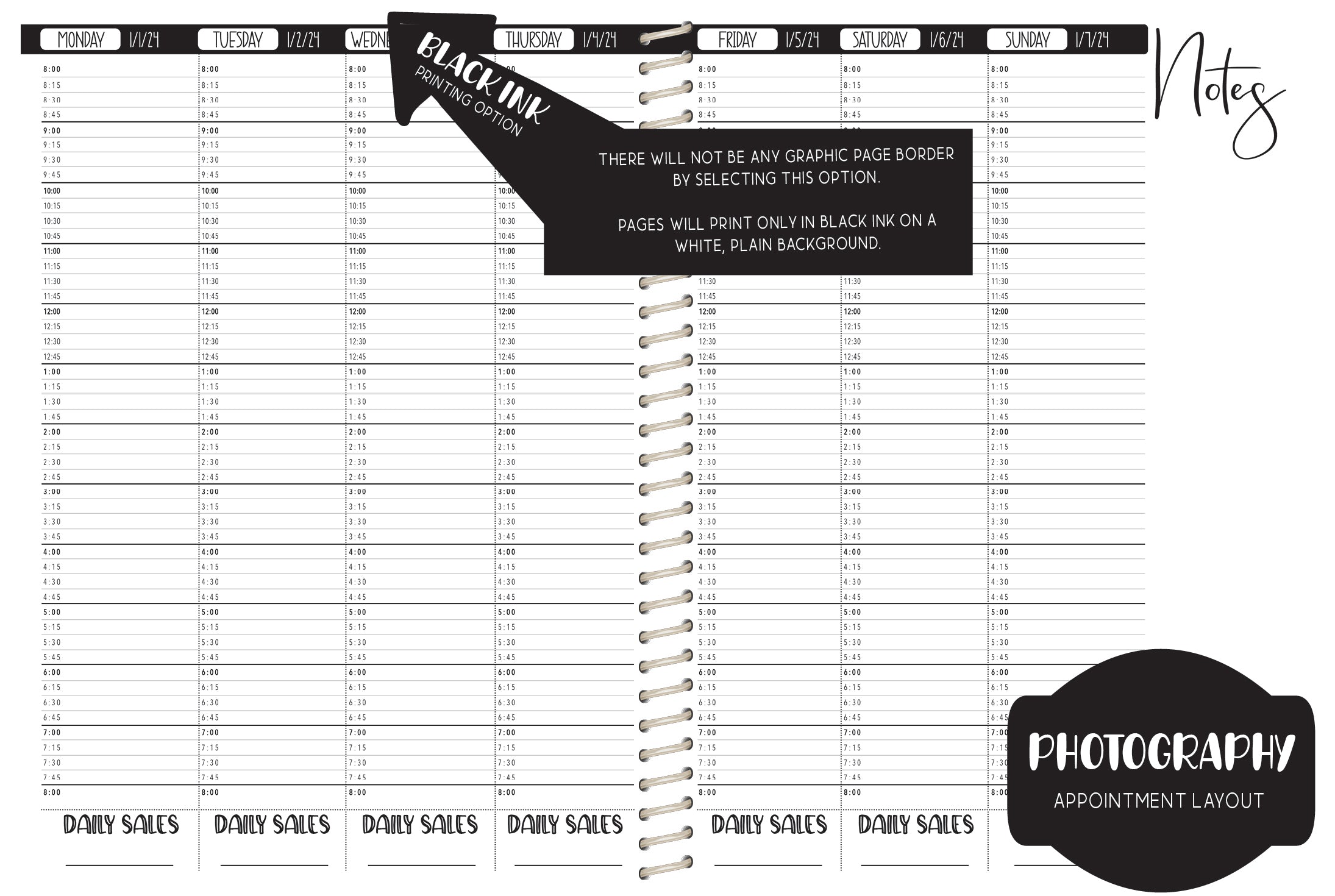 Custom Photography Appointment Book - CHOOSE A KBD BACKGROUND