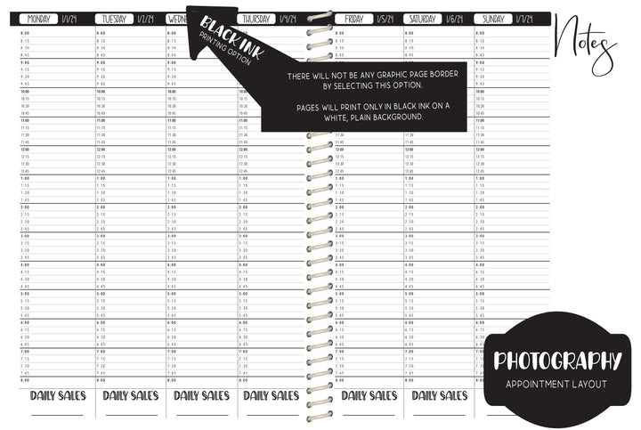 Custom Photography Appointment Book - CHOOSE A KBD BACKGROUND