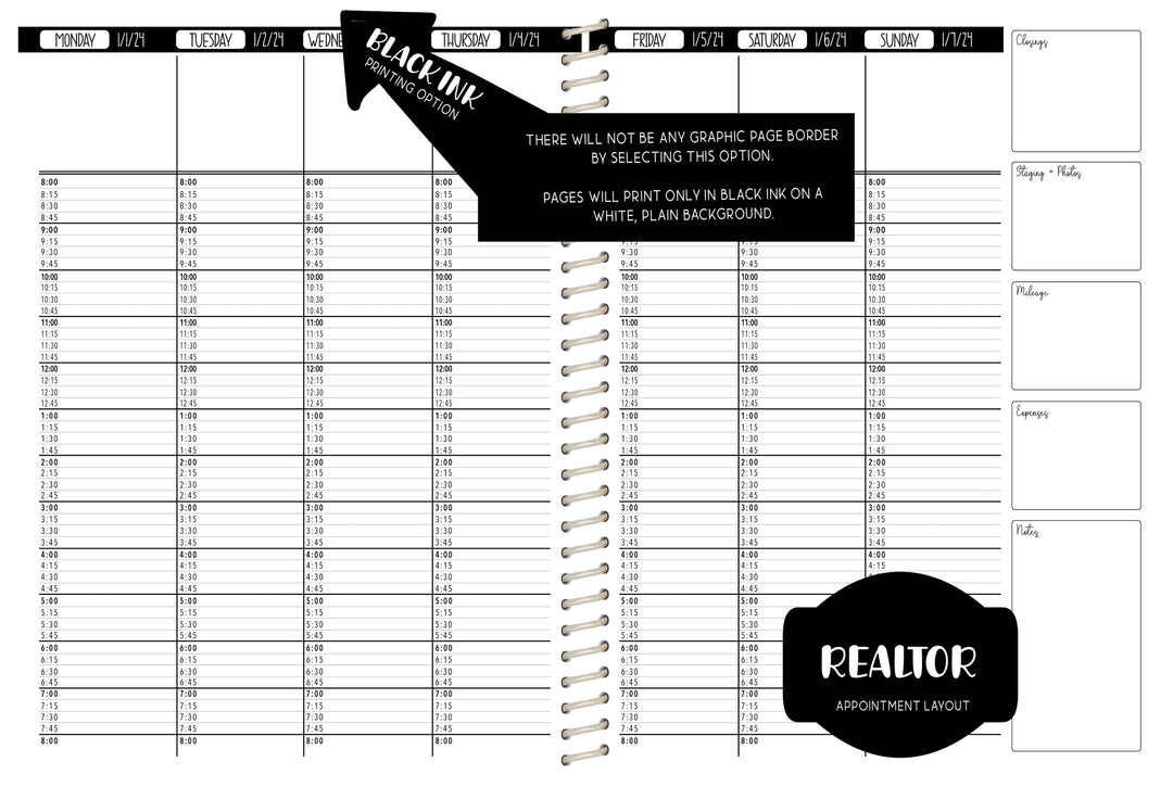 Realtor Appointment Book - CHOOSE A KBD BACKGROUND