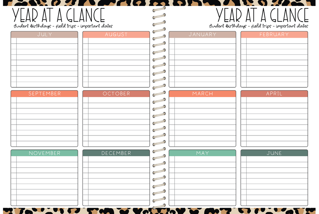5 Custom Subject Teacher Planner -  LEOPARD RAINBOW