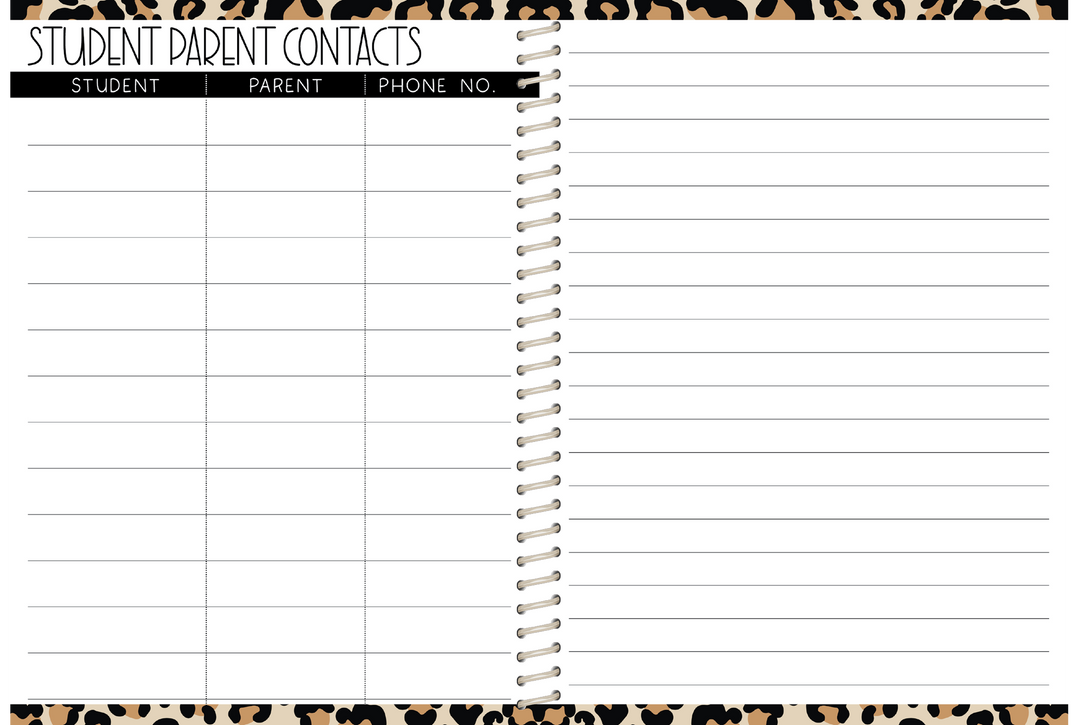 5 Custom Subject Teacher Planner -  LEOPARD RAINBOW