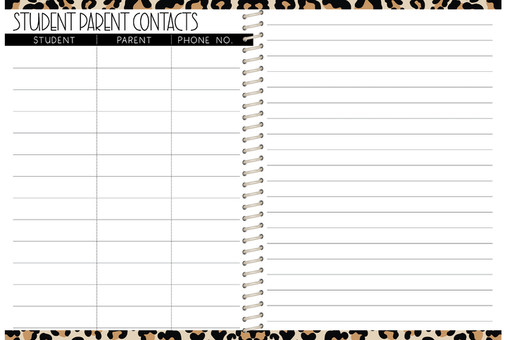 5 Custom Subject Teacher Planner -  LEOPARD RAINBOW