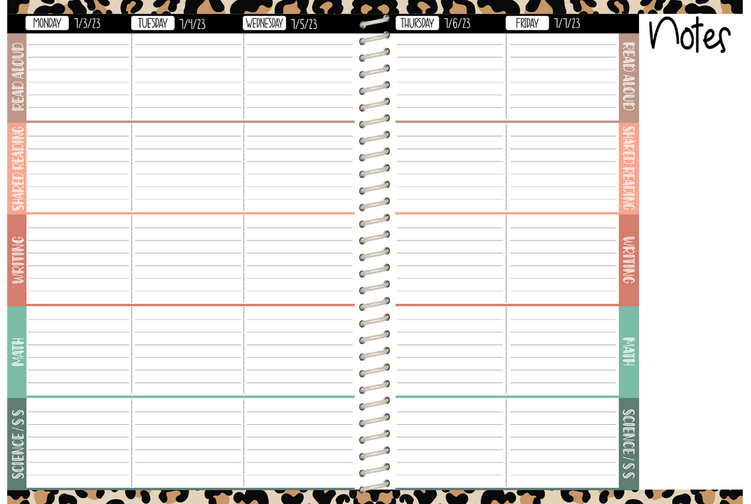 5 Custom Subject Teacher Planner -  LEOPARD RAINBOW