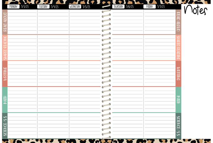 5 Custom Subject Teacher Planner -  LEOPARD RAINBOW