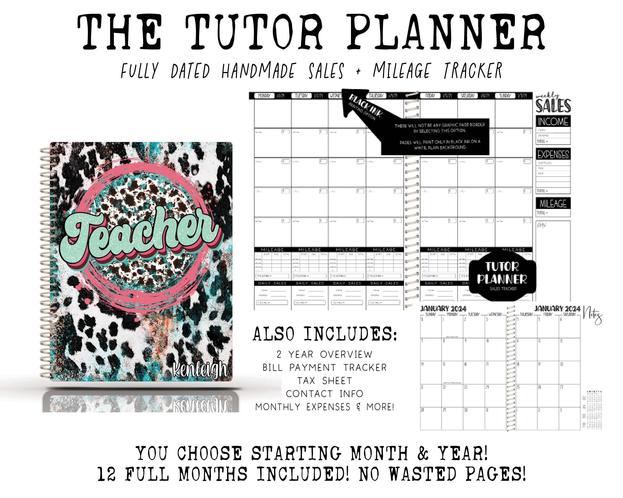 The Tutor Planner - PINK AQUA TEACHER