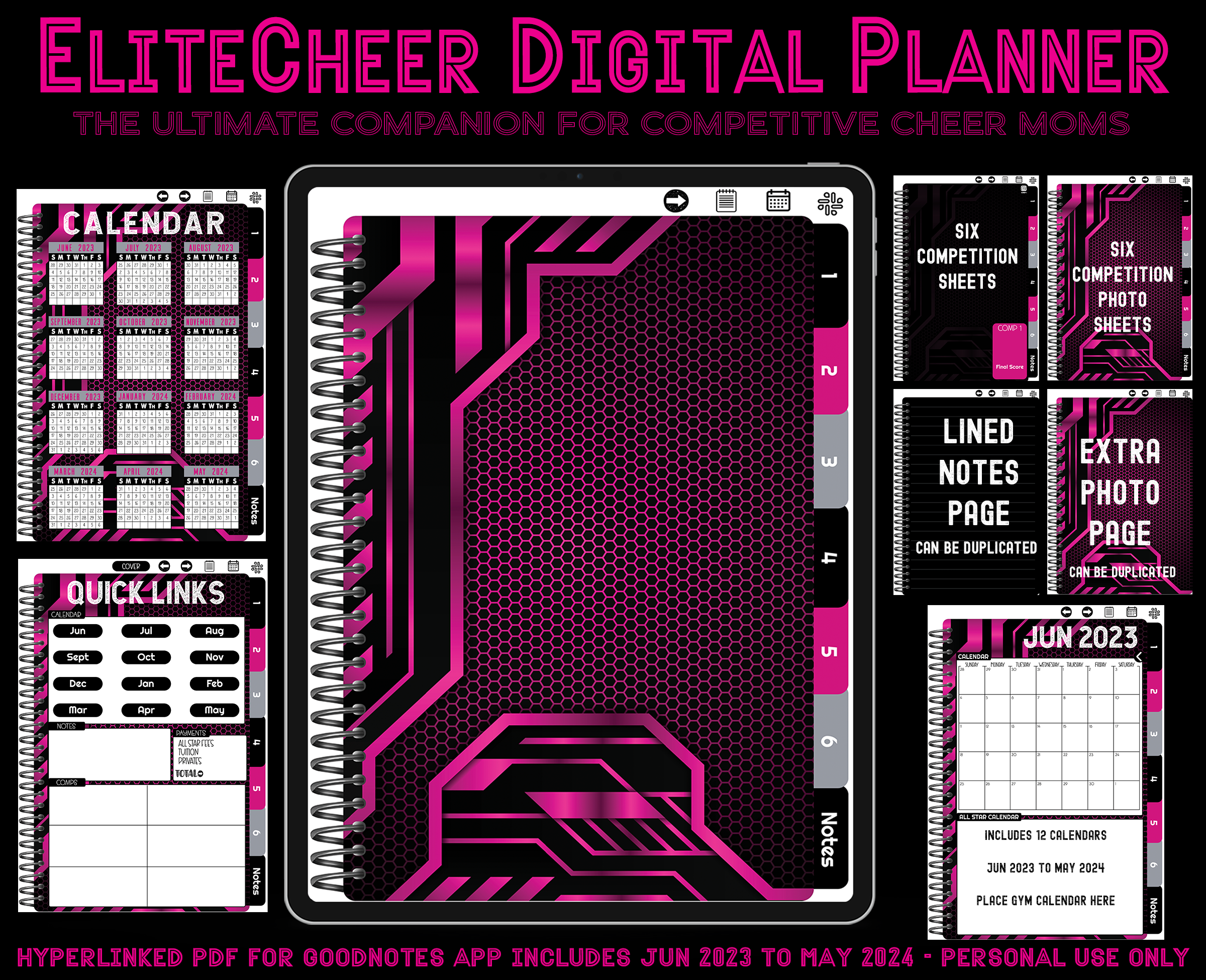 EliteCheer Digital Planner - PINK BLACK GEOMETRIC