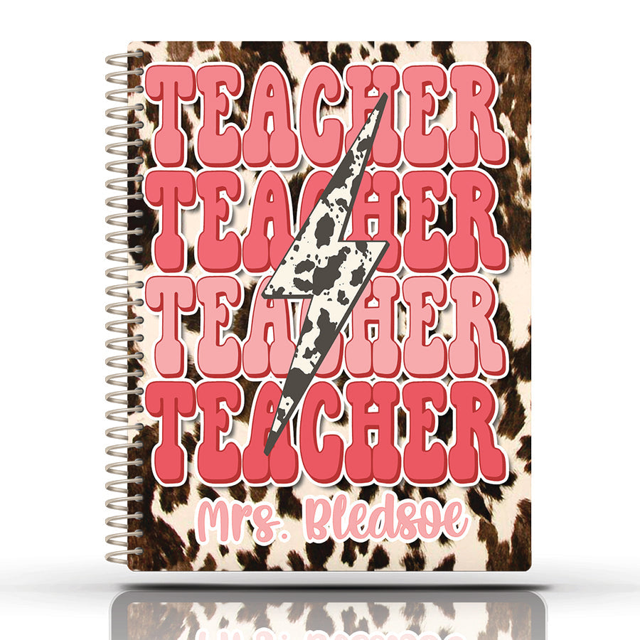 Teacher Planner -  PINK TEACHER COWHIDE