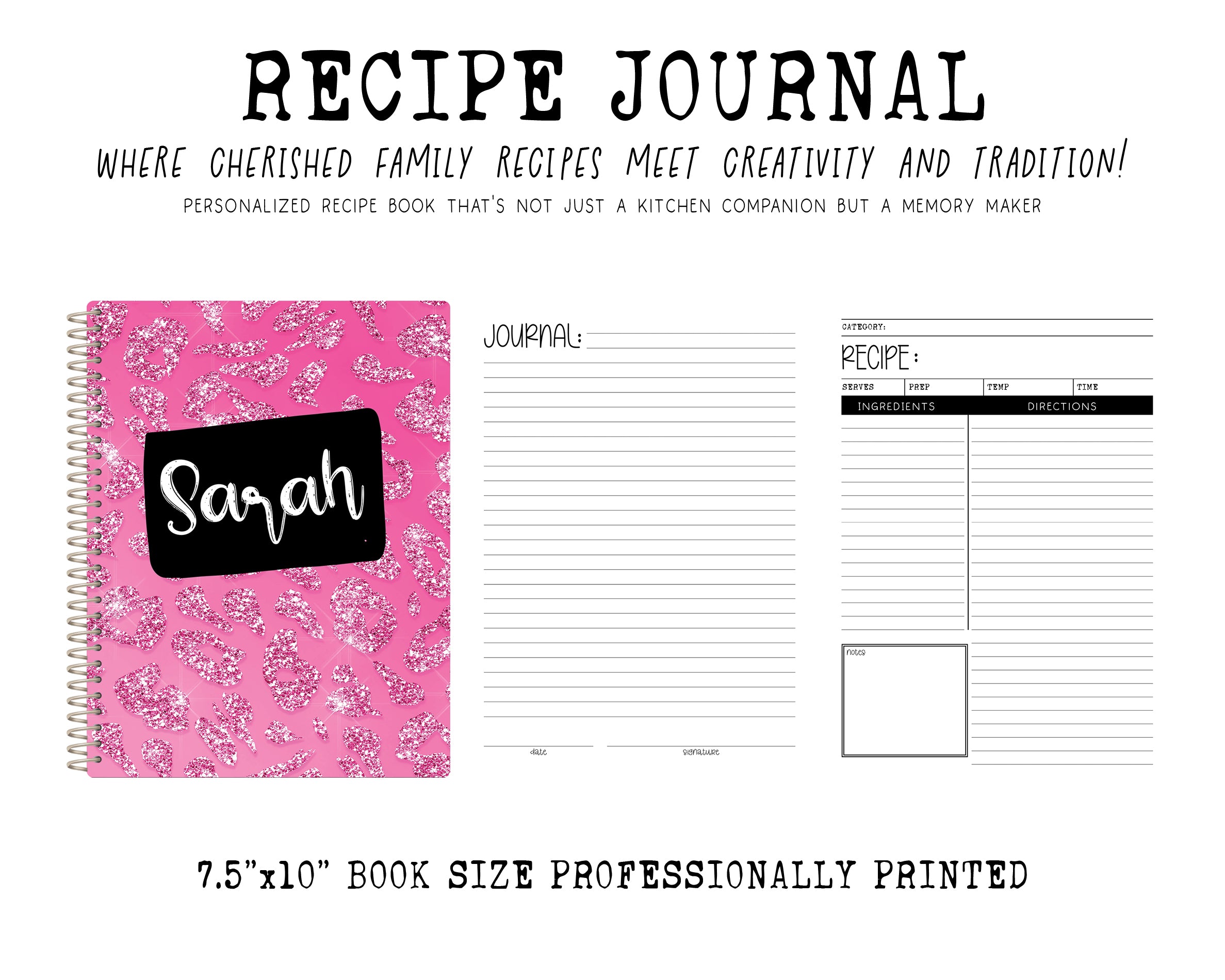 Recipe Journal | PINK GLITTER LEOPARD