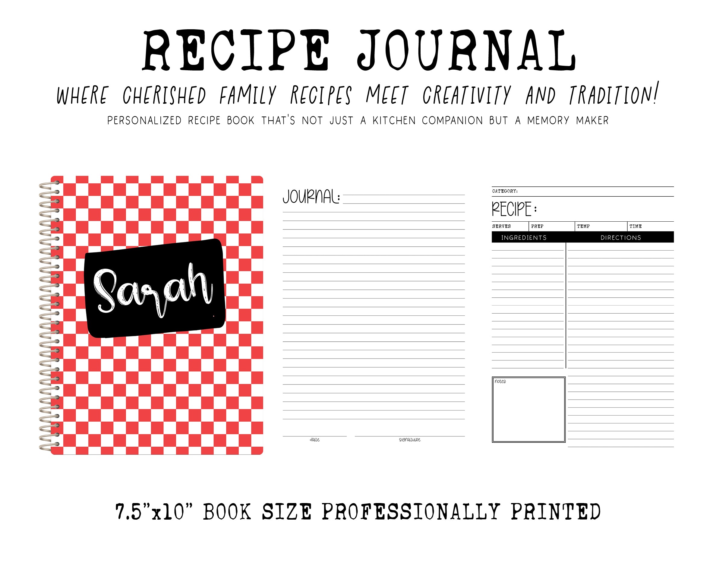 Recipe Journal | RED CHECKERS – KBD Graphics