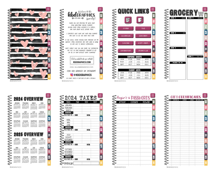 2024 PhoneLife Daily Keepall Digital Planner | BLACK LINED HEARTS