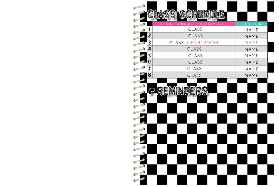 2024 First Semester Student Planner - BW PATTERN CENTRAL HEIGHTS