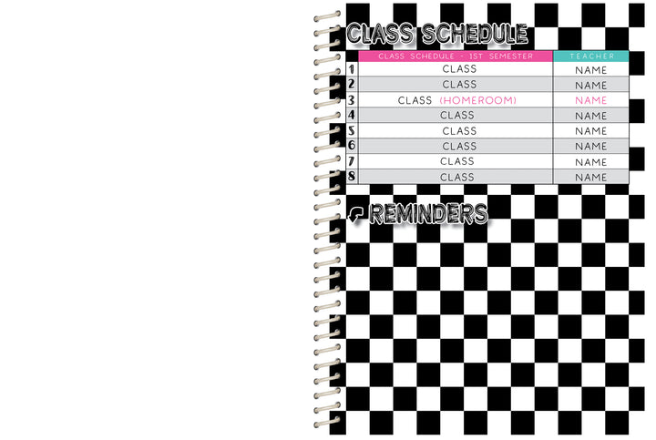 2024 First Semester Student Planner - BW PATTERN CENTRAL HEIGHTS