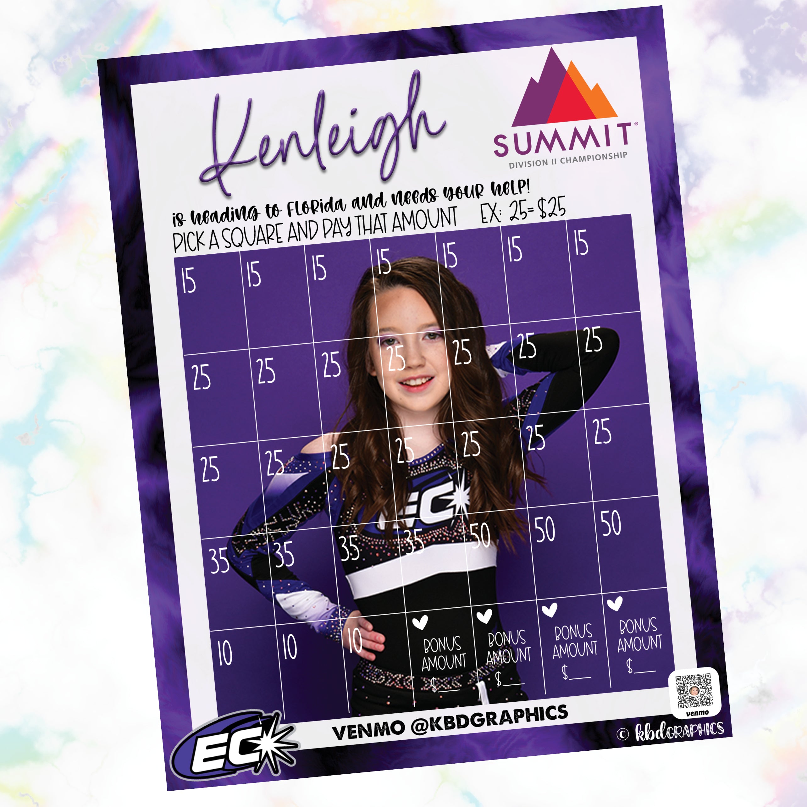 Summit Personalized Individual Cheer Fundraiser Calendar - PURPLE