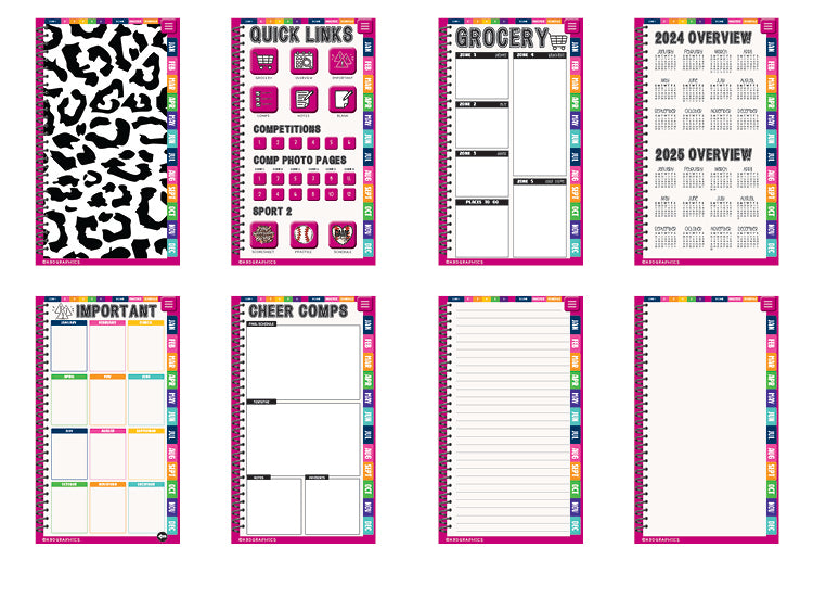 PhoneLife Hourly Digital Planner | Cheer + Baseball | BW Cheetah