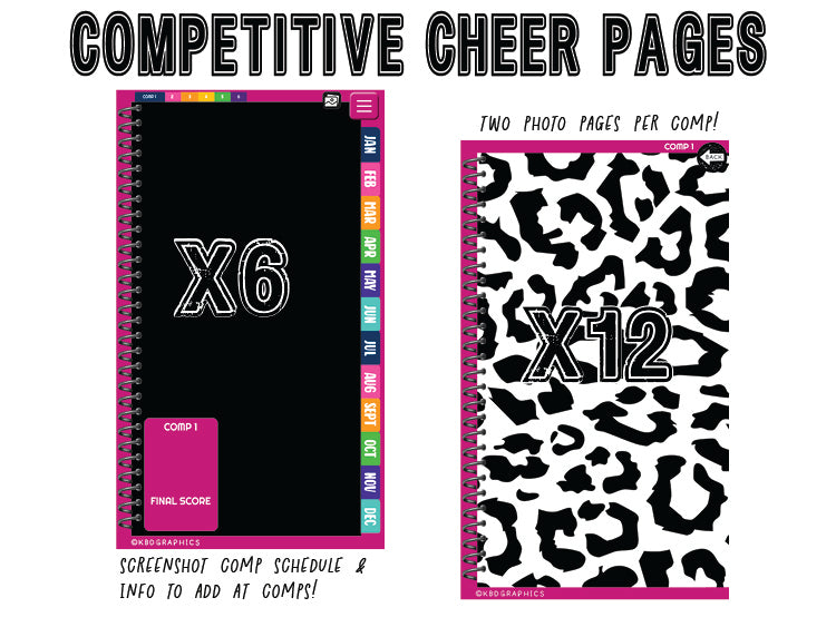 PhoneLife Hourly Digital Planner | Cheer + Baseball | BW Cheetah