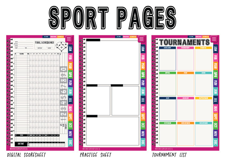 PhoneLife Hourly Digital Planner | Cheer + Baseball | BW Cheetah