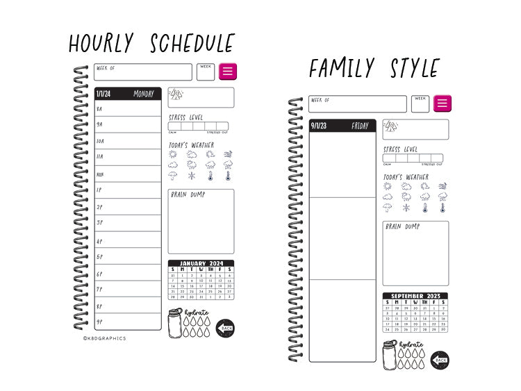 PhoneLife Hourly Digital Planner | Cheer + Baseball | BW Cheetah