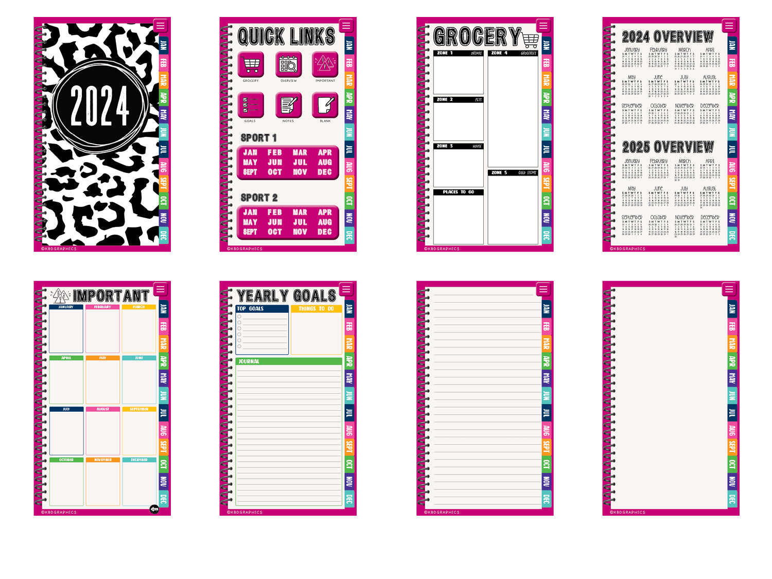 Prorated PhoneLife Digital Planner | Family Style | BW Cheetah