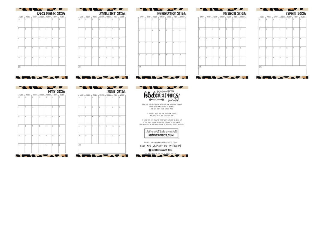 PRINTABLE 2025/2026  Teacher Planner Pages Pack - Ready to print pdf  -  LEOPARD RAINBOW