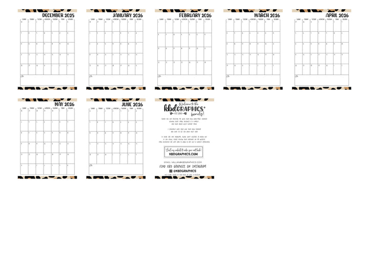PRINTABLE 2025/2026  Teacher Planner Pages Pack - Ready to print pdf  -  LEOPARD RAINBOW