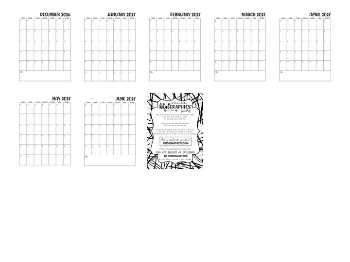 PRINTABLE 2026/2027  Teacher Planner Pages Pack - Ready to print pdf  -  BLACK INK ONLY