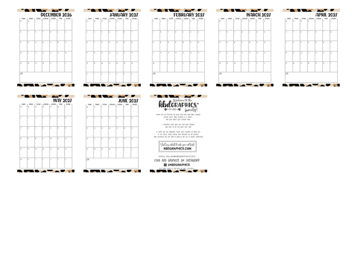 PRINTABLE 2026/2027  Teacher Planner Pages Pack - Ready to print pdf  -  LEOPARD RAINBOW
