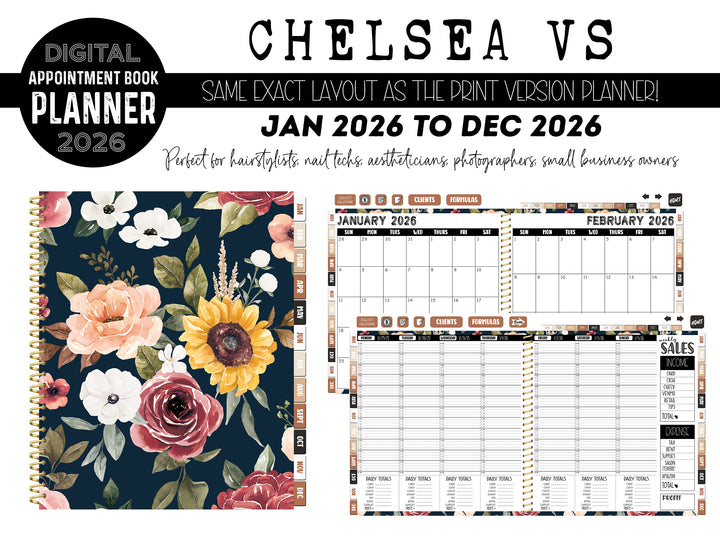 2026 Digital Appointment Book | CHELSEA VS | AUTUMN NAVY FLORAL