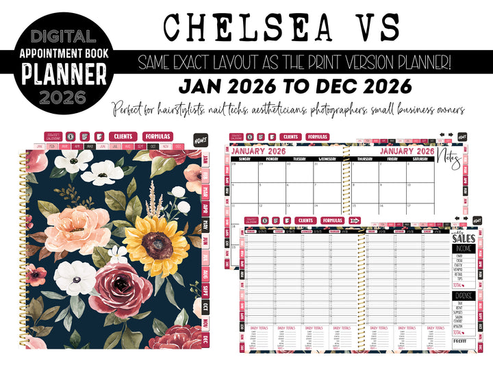 2026 Digital Appointment Book | CHELSEA VS | AUTUMN NAVY FLORAL