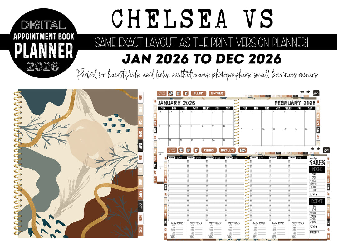 2026 Digital Appointment Book | CHELSEA VS | BOHO ABSTRACT