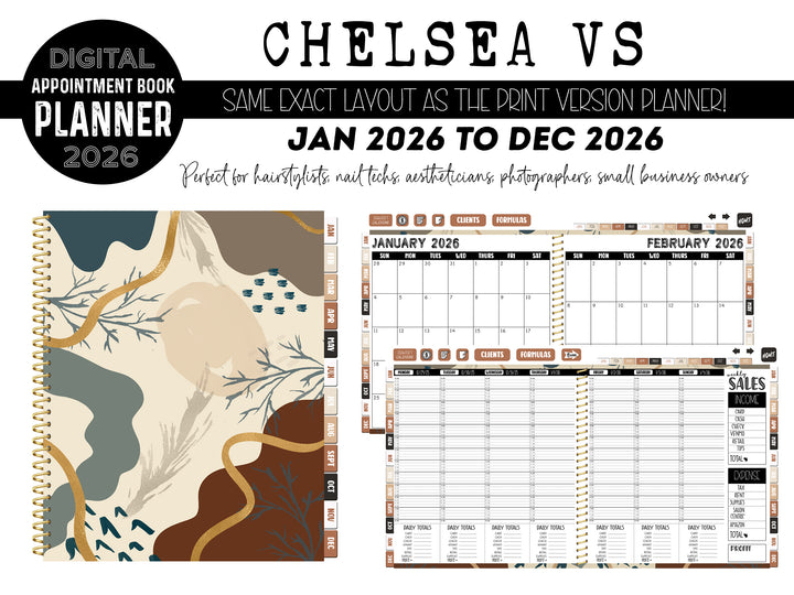 2026 Digital Appointment Book | CHELSEA VS | BOHO ABSTRACT