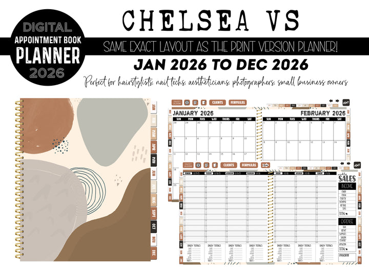 2026 Digital Appointment Book | CHELSEA VS | BOHO ABSTRACT 2