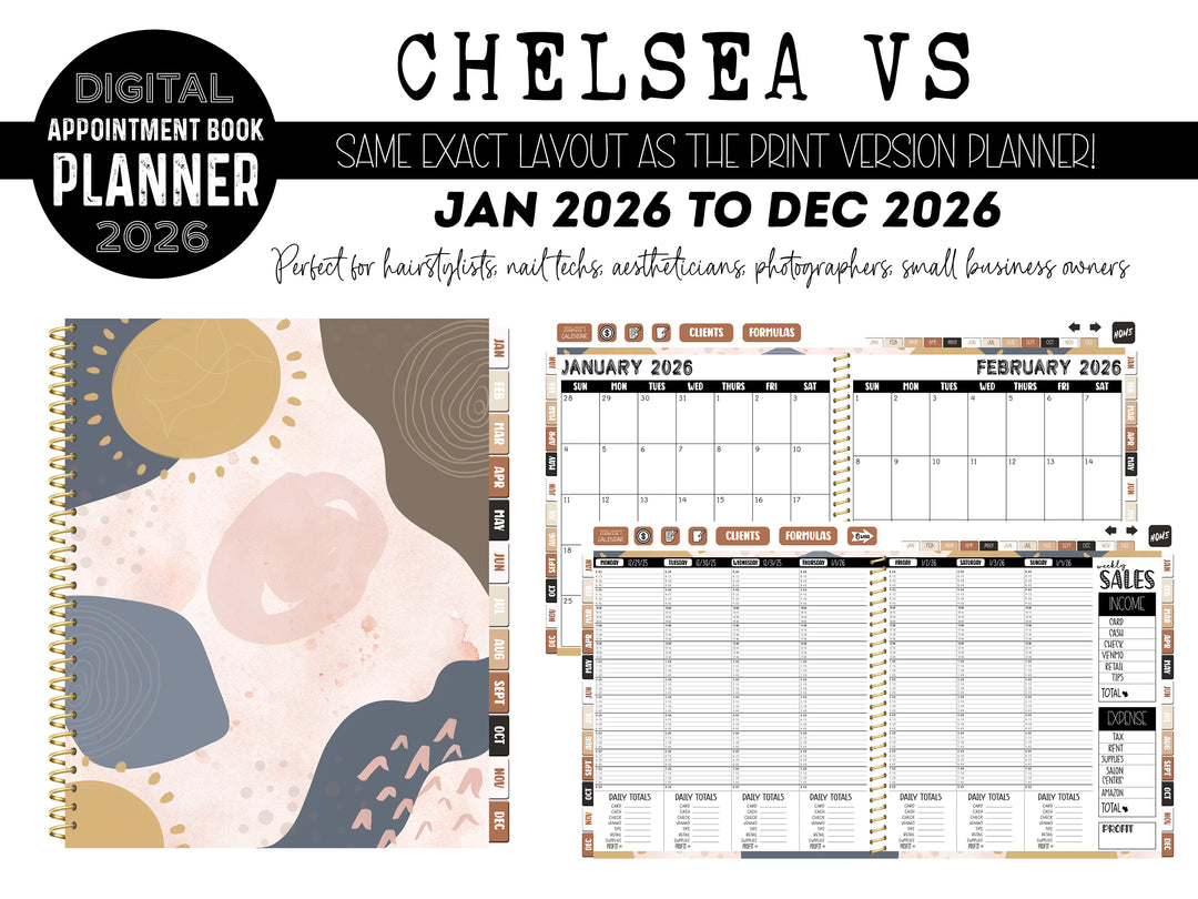 2026 Digital Appointment Book | CHELSEA VS | BOHO ABSTRACT 3