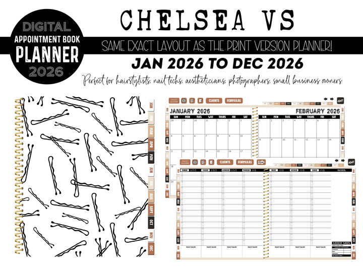 2026 Digital Appointment Book | CHELSEA VS | BOBBY PIN