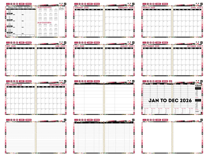 2026 Digital Appointment Book | CHELSEA VS | BW STRIPPED FLORAL