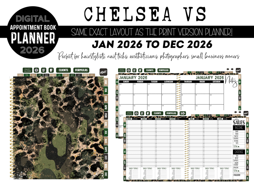 2026 Digital Appointment Book | CHELSEA VS | CAMO LEOPARD