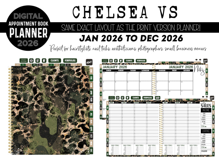 2026 Digital Appointment Book | CHELSEA VS | CAMO LEOPARD