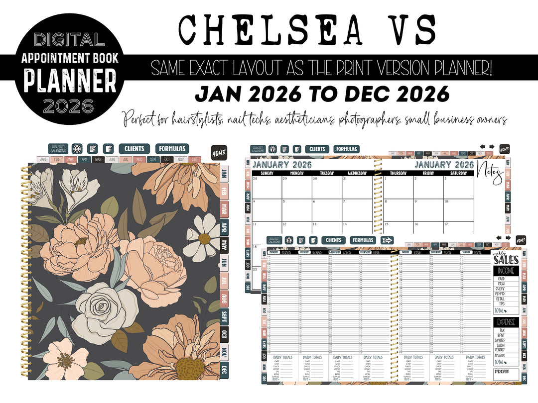 2026 Digital Appointment Book | CHELSEA VS | CLAIRE FLORAL