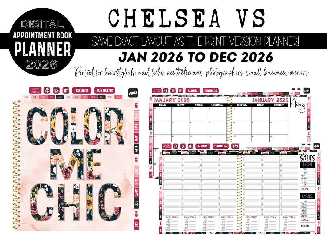 2026 Digital Appointment Book | CHELSEA VS | COLOR ME CHIC