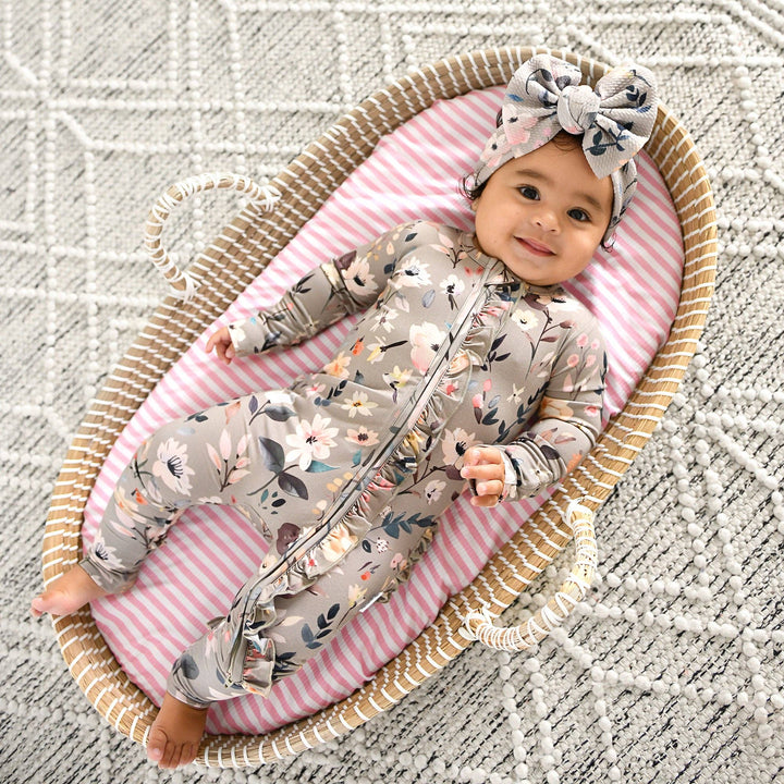 Gigi & Max Newborn Ruffle Zip Bamboo Onesie - TATUM