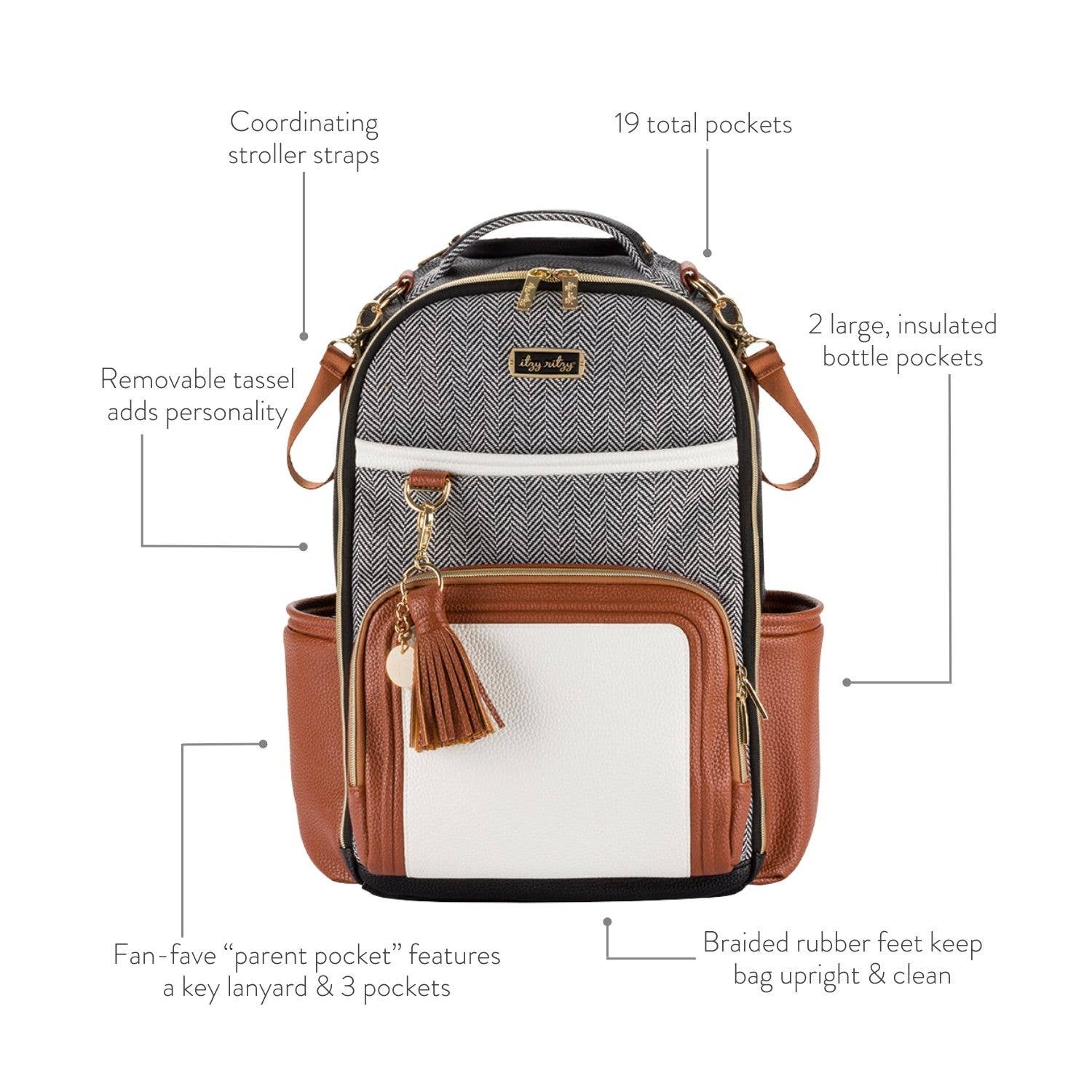 Cognac Boss Plus™ Backpack Diaper Bag