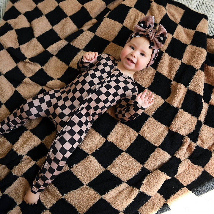 Gigi & Max Newborn Ruffle Zip Bamboo Onesie - BENTLEY