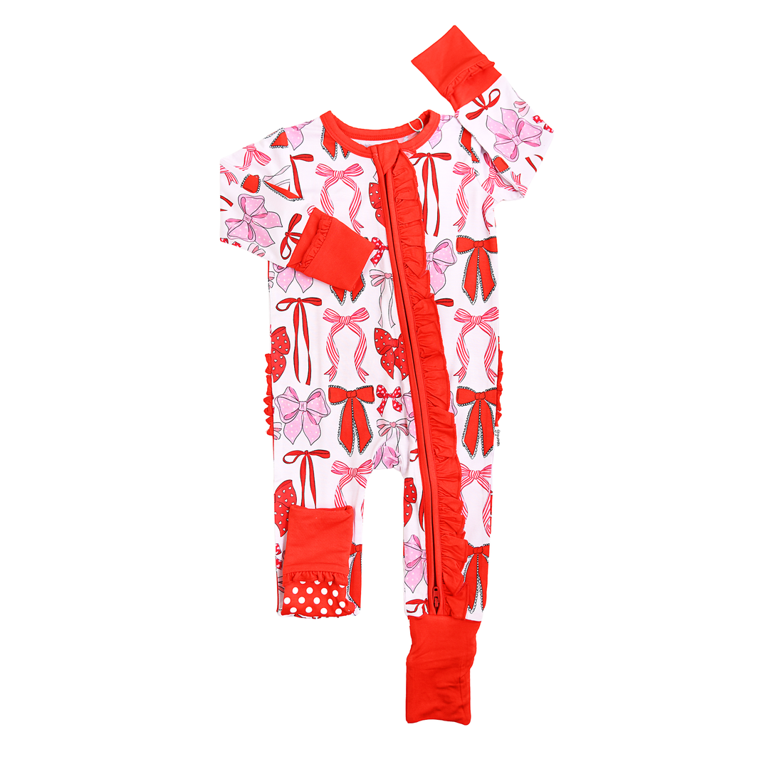 Rosalie RUFFLE ZIP Valentines Day Bamboo 1PC Baby Outfit