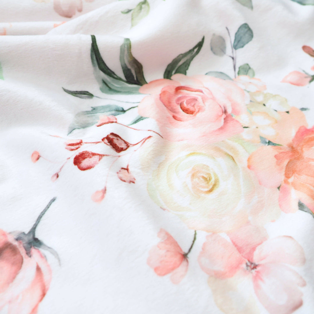 Adult Throw Minky Blanket 50X60- Peach Floral