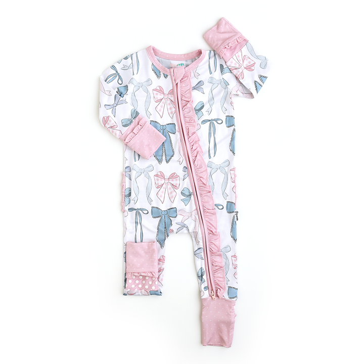 Samantha Bows RUFFLE ZIP Bamboo Sleeplies Little Outfit